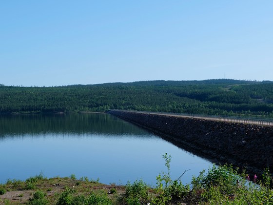river, mountains and dam